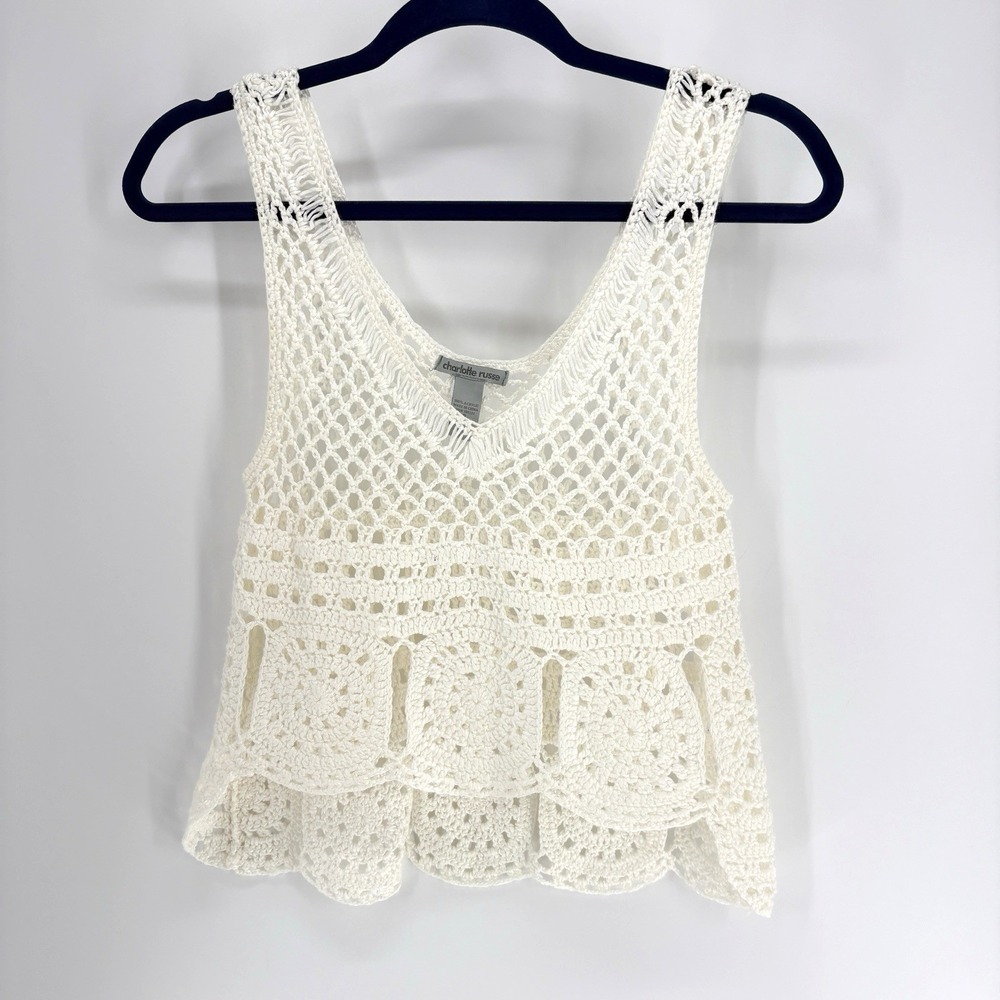 Crochet Granny Square Tank Top Small Charlotte Russe Hippie Boho Retro Beach